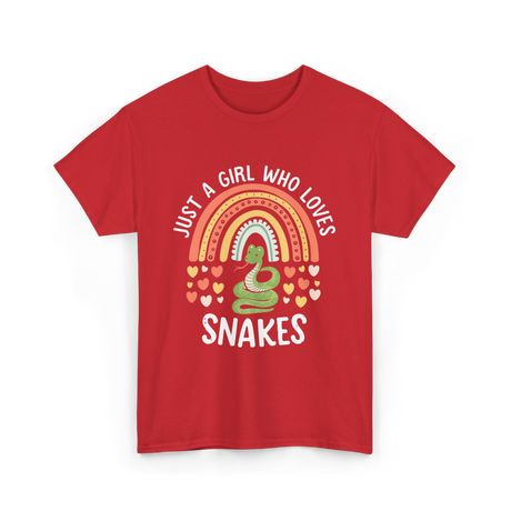 Just A Girl Who Loves Snakes Snake Lover T-Shirt - Red