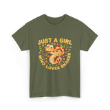 Just a Girl Who Loves Snakes Snake Lover T-Shirt - Military Green