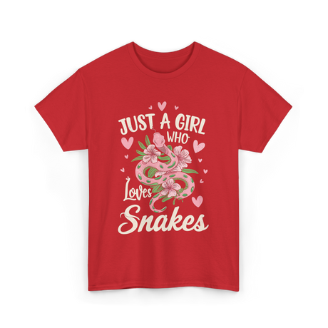 Just A Girl Who Loves Snakes Snake Lover T-Shirt - Red