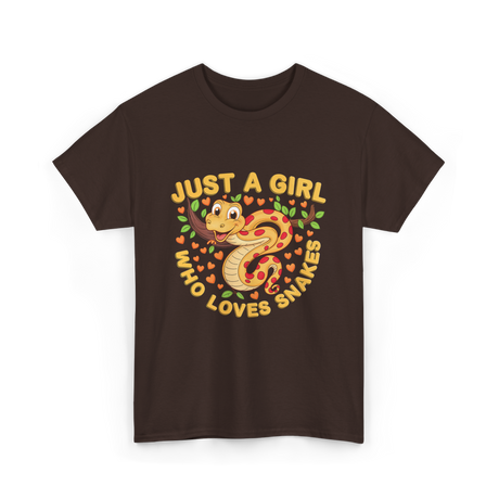 Just a Girl Who Loves Snakes Snake Lover T-Shirt - Dark Chocolate