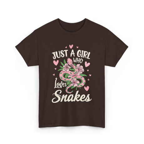 Just A Girl Who Loves Snakes Snake Lover T-Shirt - Dark Chocolate