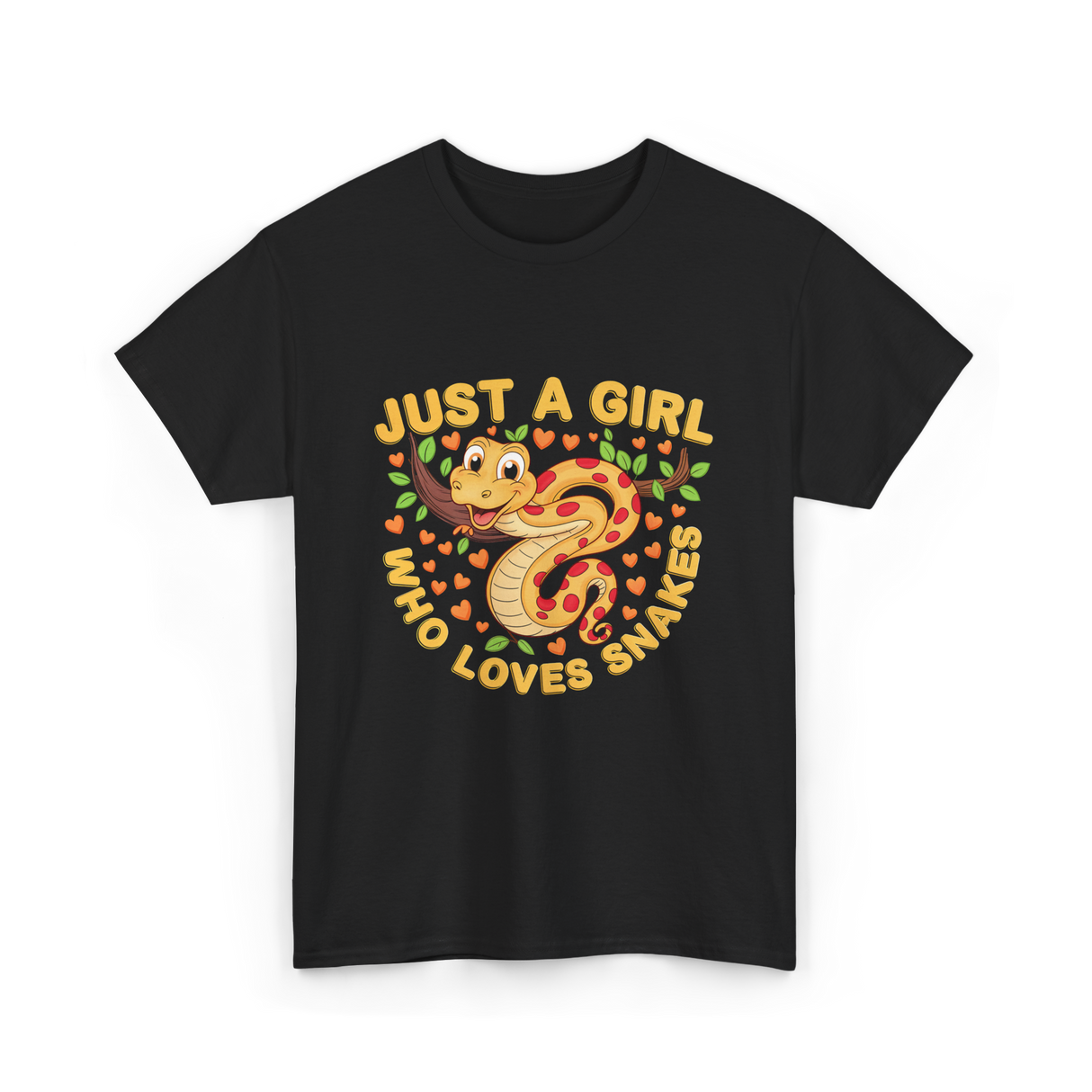 Just a Girl Who Loves Snakes Snake Lover T-Shirt - Black