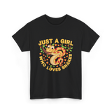 Just a Girl Who Loves Snakes Snake Lover T-Shirt - Black