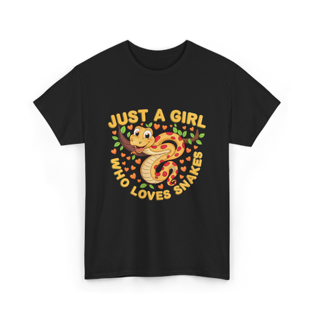 Just a Girl Who Loves Snakes Snake Lover T-Shirt - Black