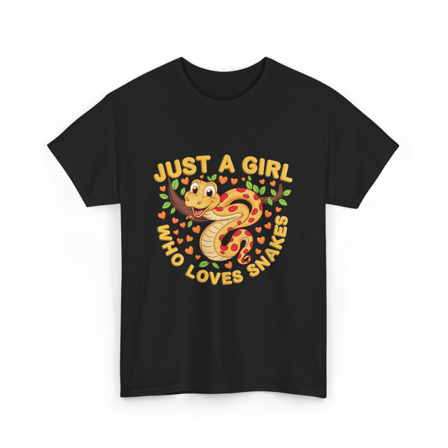 Just a Girl Who Loves Snakes Snake Lover T-Shirt - Black