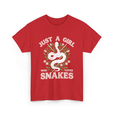 Just A Girl Who Loves Snakes Snake T-Shirt - Red