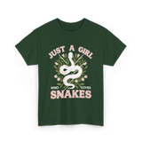 Just A Girl Who Loves Snakes Snake T-Shirt - Forest Green