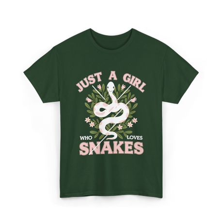 Just A Girl Who Loves Snakes Snake T-Shirt - Forest Green