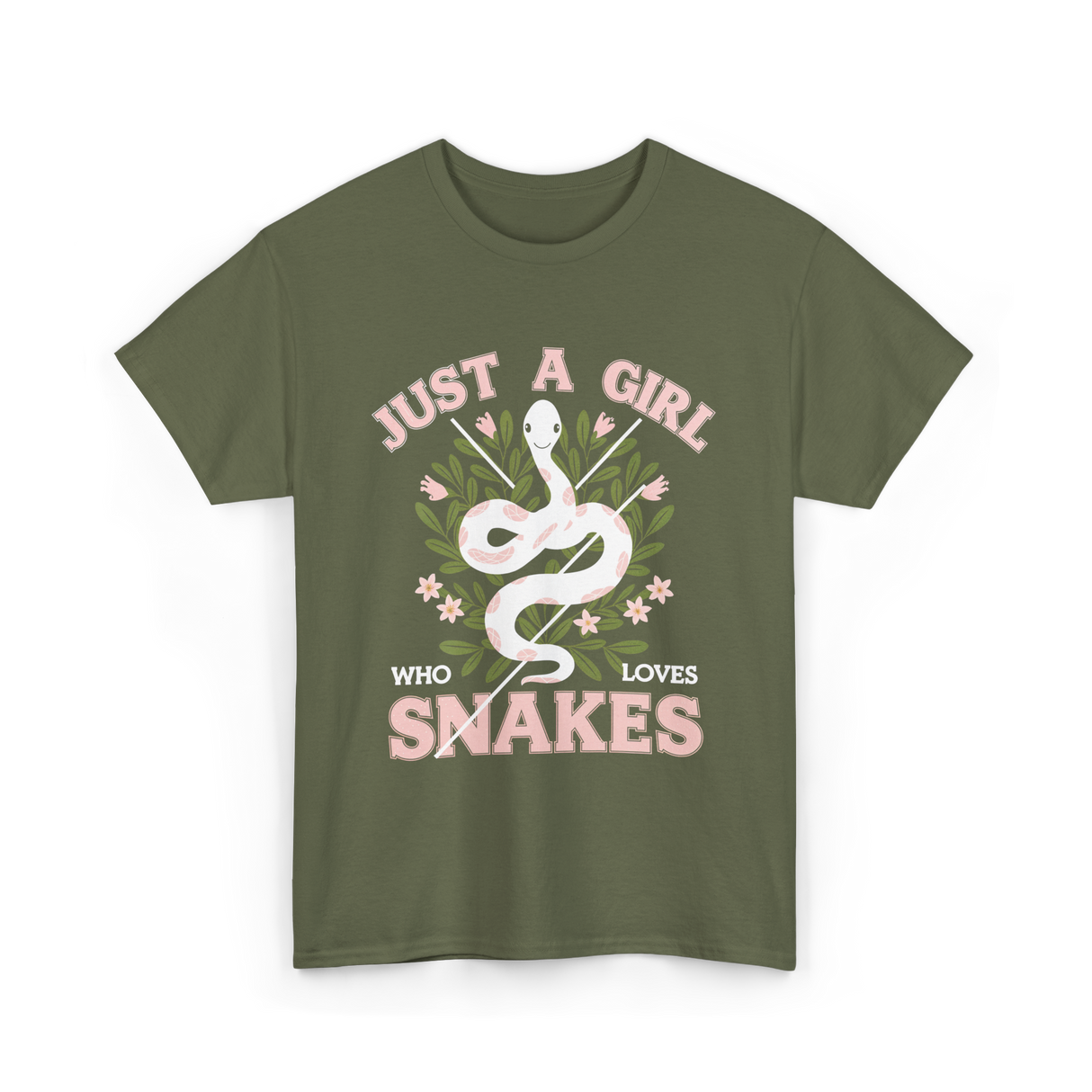 Just A Girl Who Loves Snakes Snake T-Shirt - Military Green