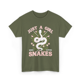 Just A Girl Who Loves Snakes Snake T-Shirt - Military Green