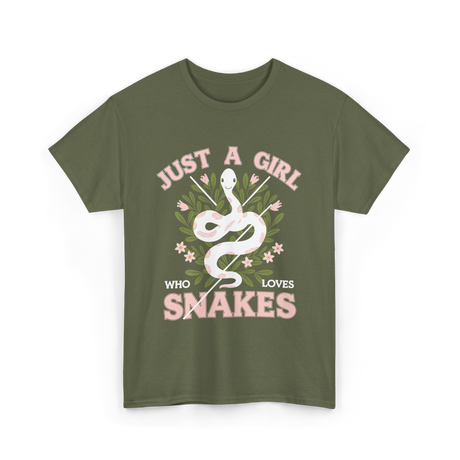 Just A Girl Who Loves Snakes Snake T-Shirt - Military Green