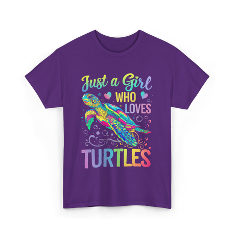 Just a Girl Who Loves Turtles T-Shirt - Purple