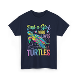 Just a Girl Who Loves Turtles T-Shirt - Navy