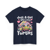 Just A Girl Who Loves Turtles Turtle T-Shirt - Navy