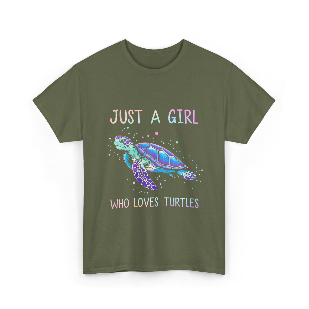 Just A Girl Who Loves Turtles Turtle T-Shirt - Military Green