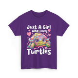 Just A Girl Who Loves Turtles Turtle T-Shirt - Purple