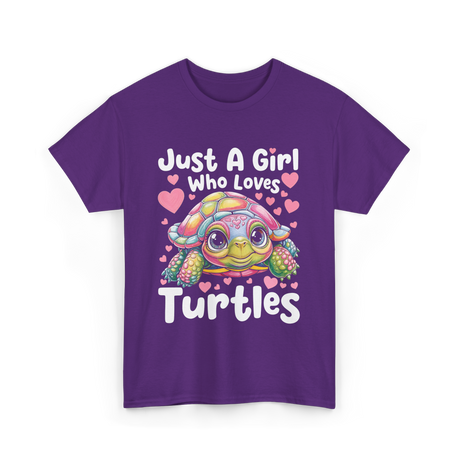 Just A Girl Who Loves Turtles Turtle T-Shirt - Purple