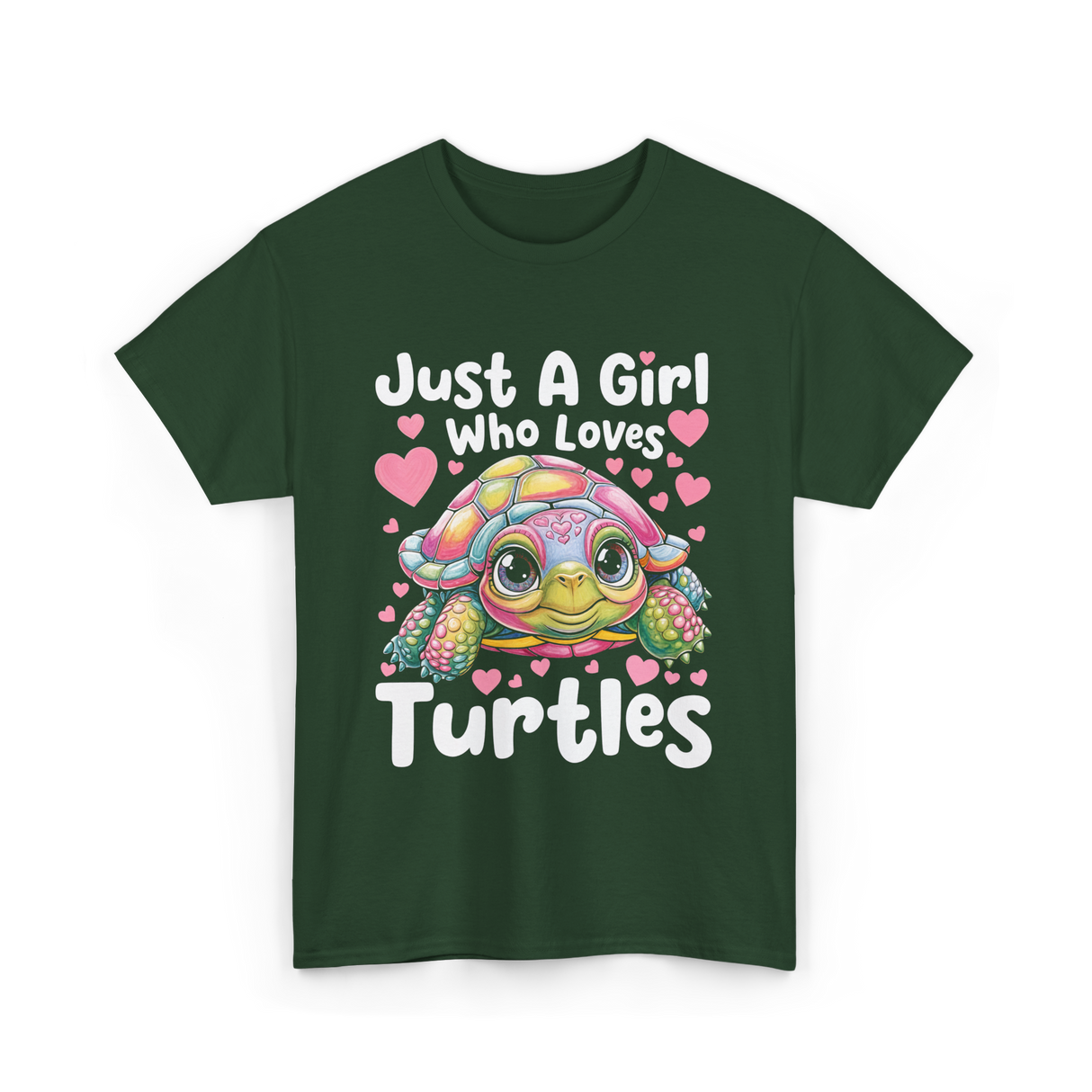 Just A Girl Who Loves Turtles Turtle T-Shirt - Forest Green