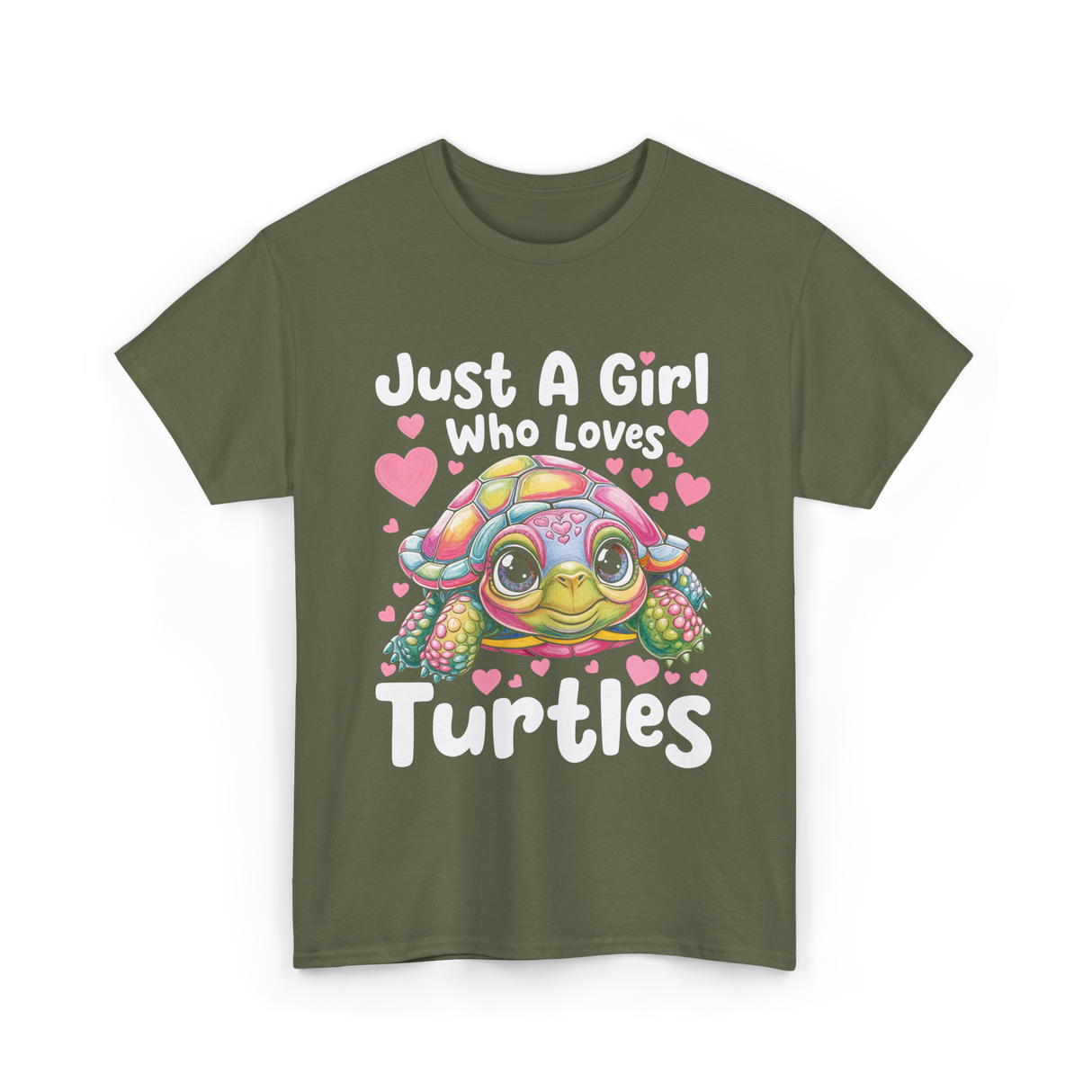 Just A Girl Who Loves Turtles Turtle T-Shirt - Military Green