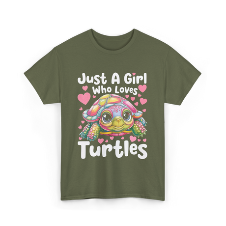 Just A Girl Who Loves Turtles Turtle T-Shirt - Military Green