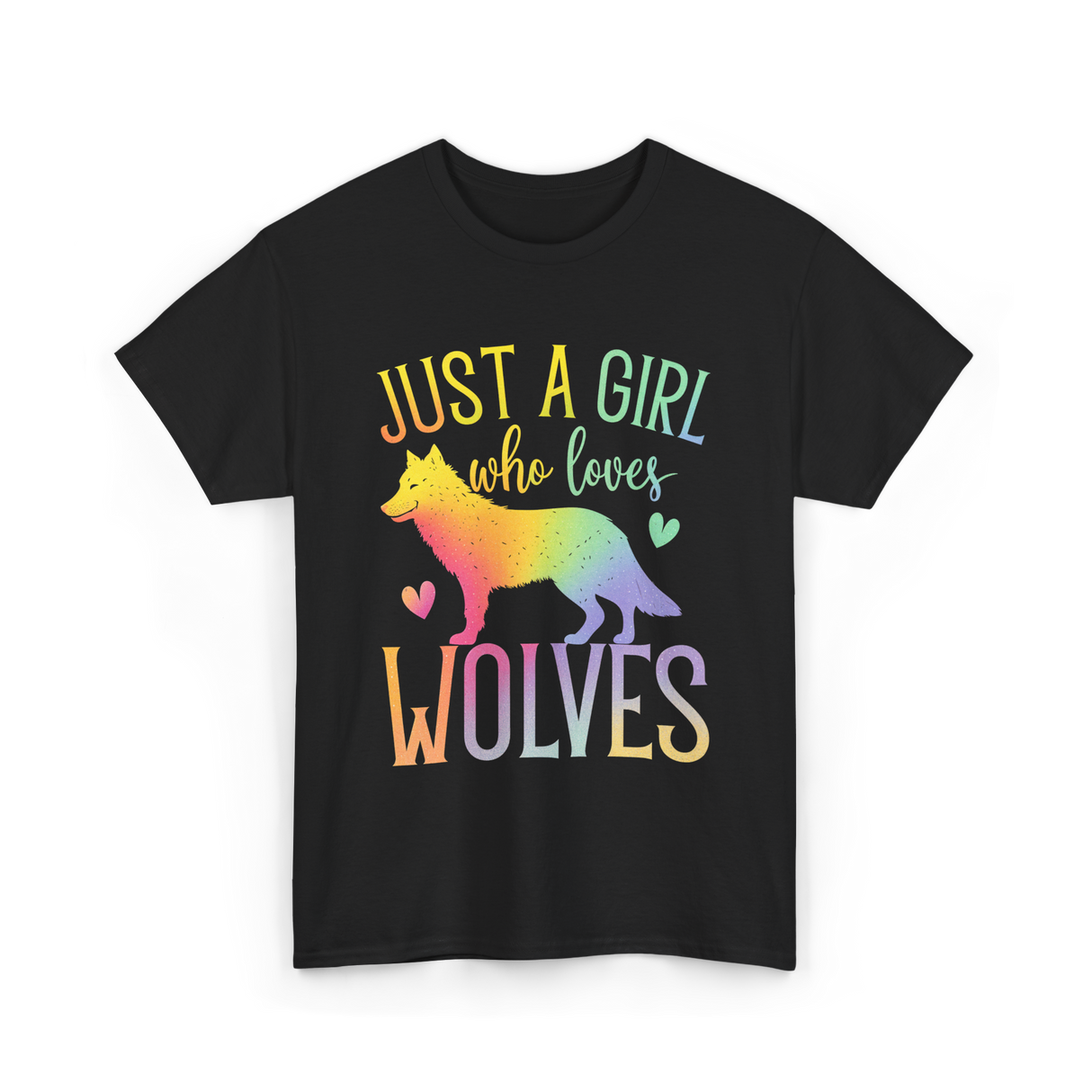 Just A Girl Who Loves Wolves Animal Lover T-Shirt - Black