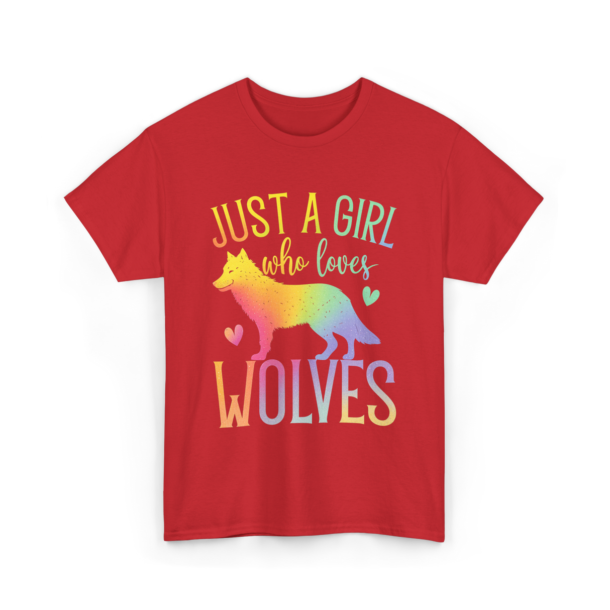 Just A Girl Who Loves Wolves Animal Lover T-Shirt - Red