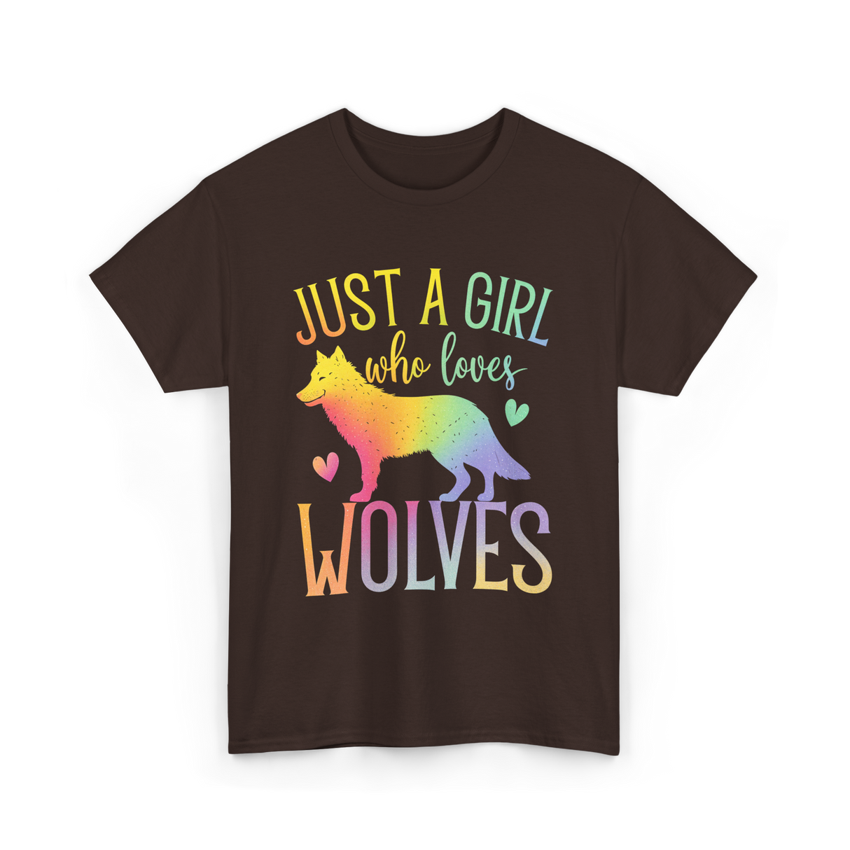 Just A Girl Who Loves Wolves Animal Lover T-Shirt - Dark Chocolate