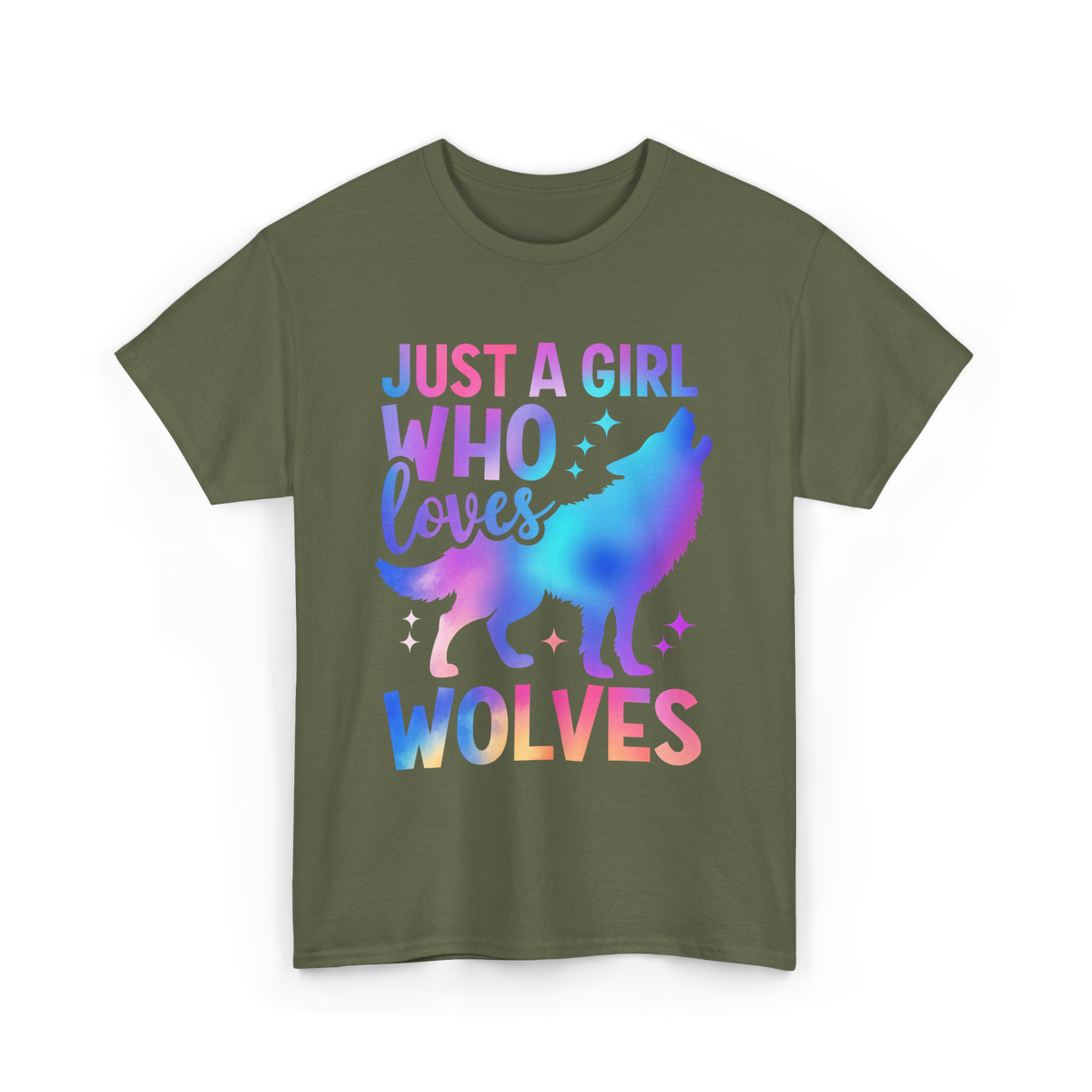 Just A Girl Who Loves Wolves T-Shirt - Military Green