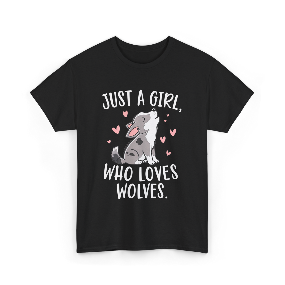 Just A Girl Who Loves Wolves T-Shirt - Black