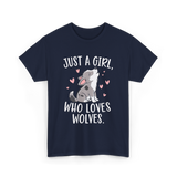 Just A Girl Who Loves Wolves T-Shirt - Navy