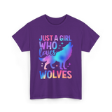 Just A Girl Who Loves Wolves T-Shirt - Purple