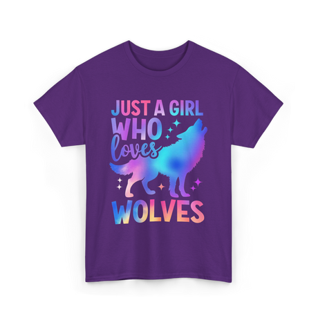 Just A Girl Who Loves Wolves T-Shirt - Purple