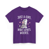 Just A Girl Who Loves Wolves T-Shirt - Purple