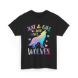 Just a Girl Who Loves Wolves Wolf Lover T-Shirt - Black