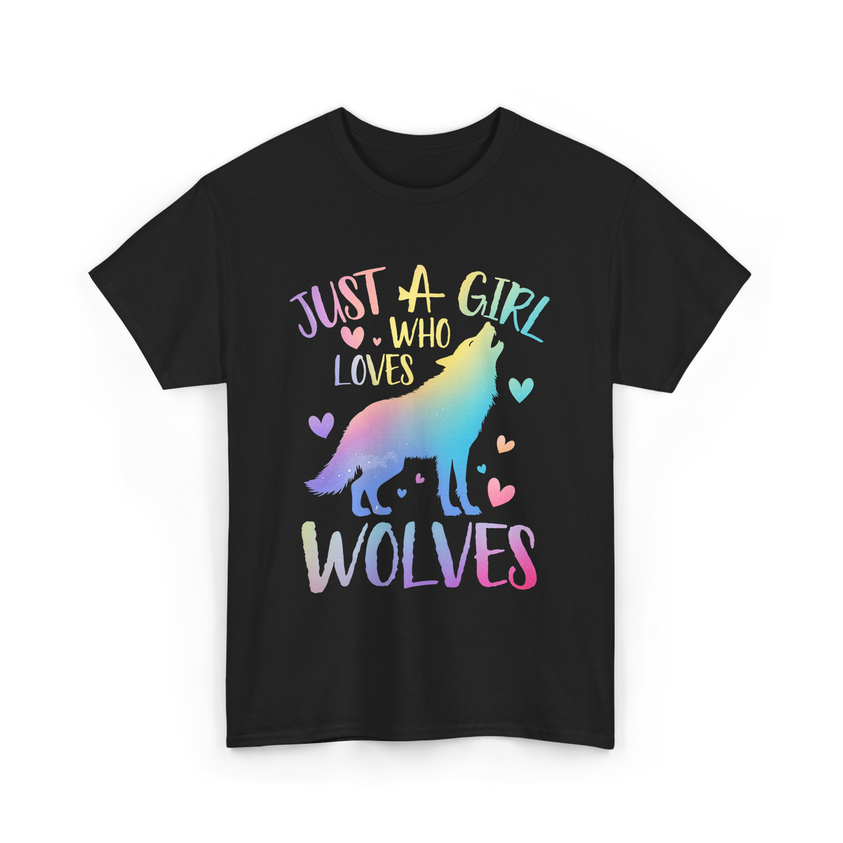 Just a Girl Who Loves Wolves Wolf Lover T-Shirt - Black