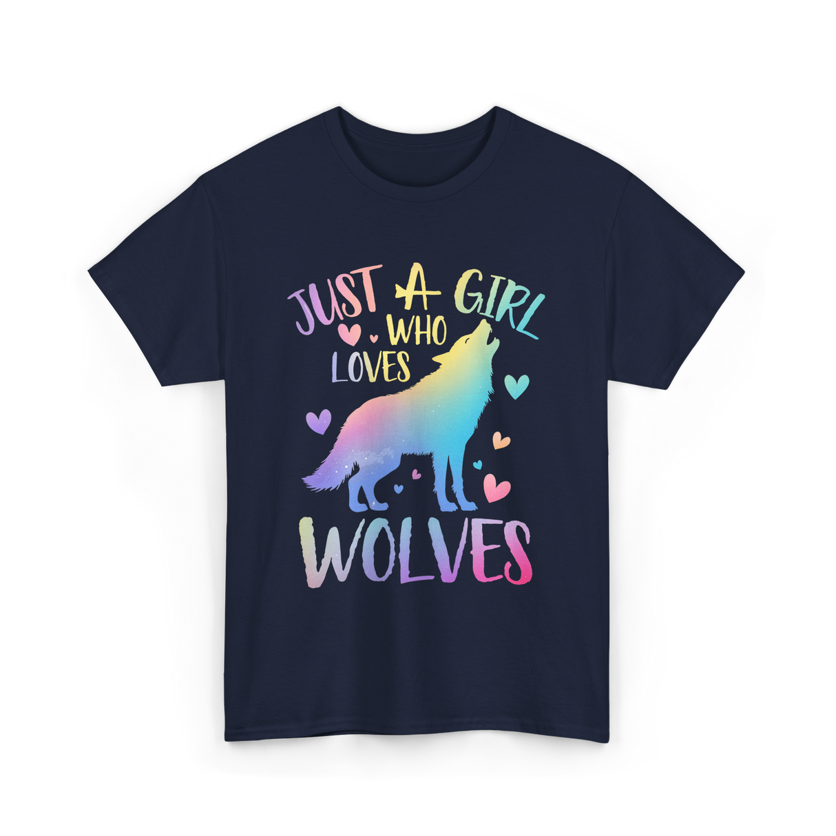 Just a Girl Who Loves Wolves Wolf Lover T-Shirt - Navy