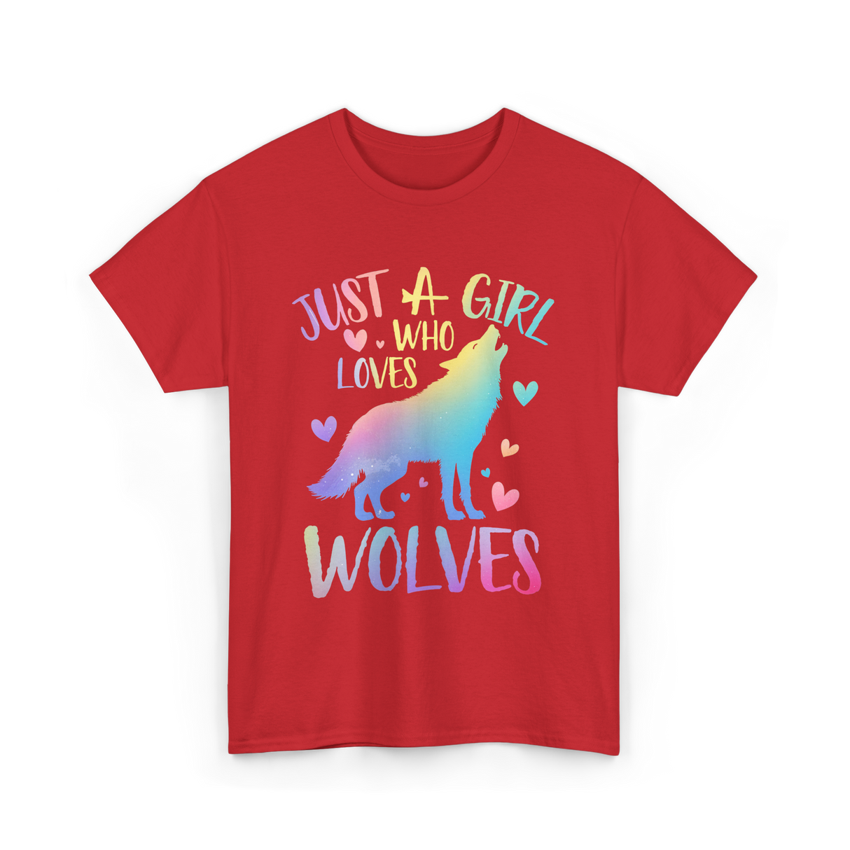 Just a Girl Who Loves Wolves Wolf Lover T-Shirt - Red