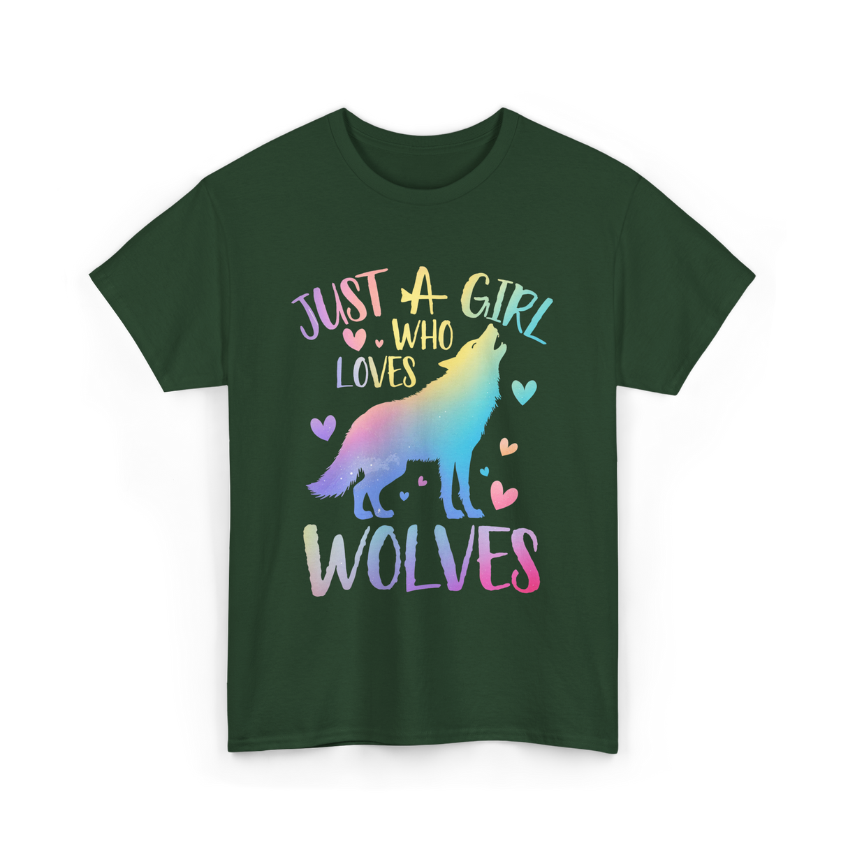 Just a Girl Who Loves Wolves Wolf Lover T-Shirt - Forest Green