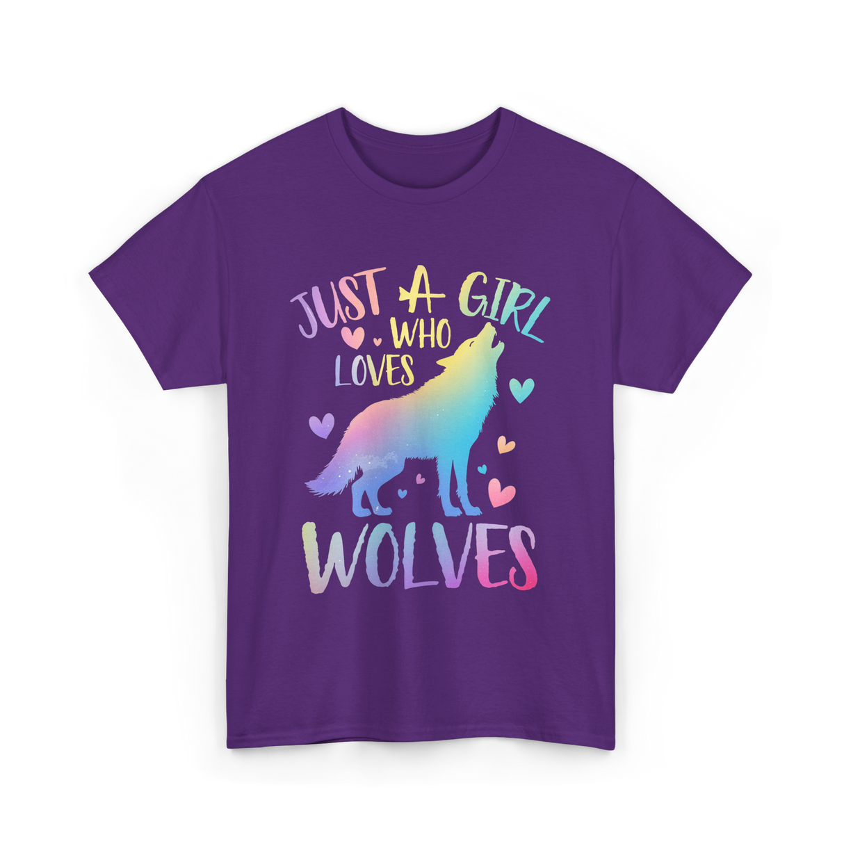 Just a Girl Who Loves Wolves Wolf Lover T-Shirt - Purple