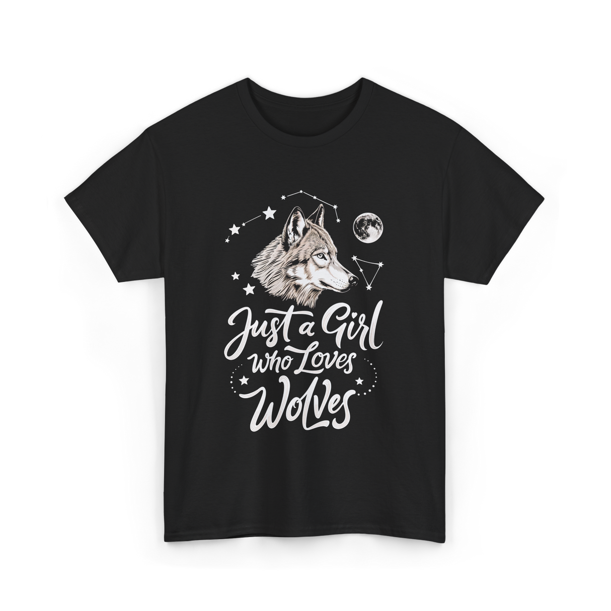 Just A Girl Who Loves Wolves Wolf T-Shirt - Black