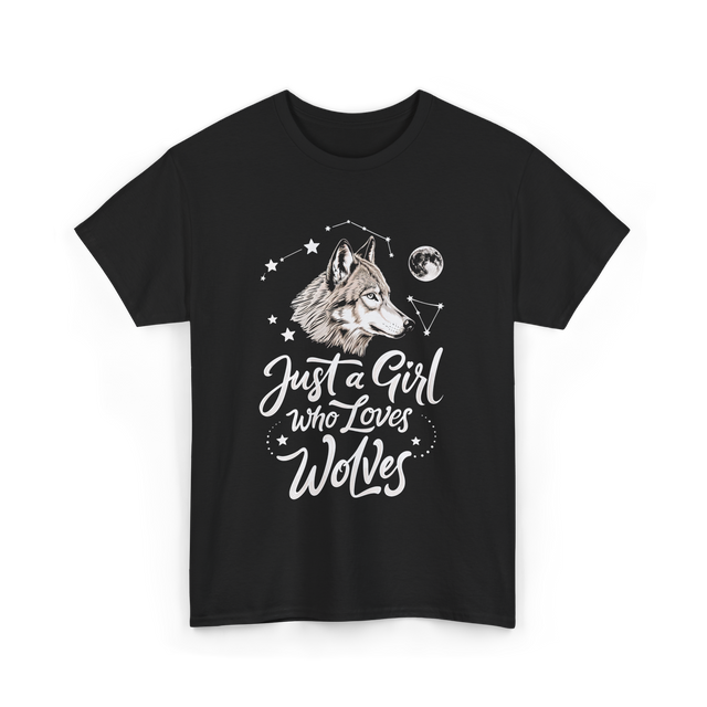 Just A Girl Who Loves Wolves Wolf T-Shirt - Black