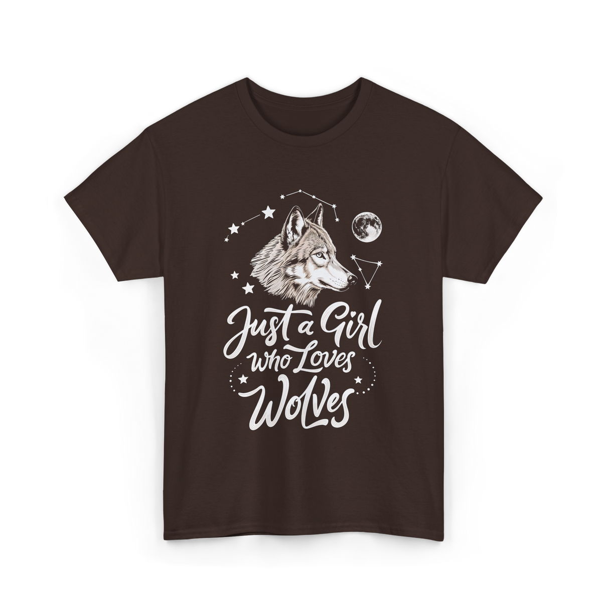 Just A Girl Who Loves Wolves Wolf T-Shirt - Dark Chocolate