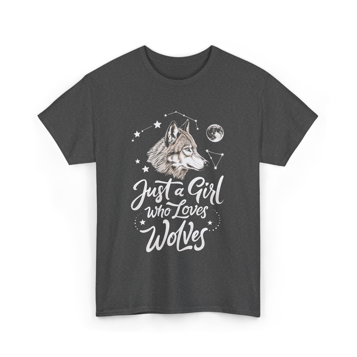 Just A Girl Who Loves Wolves Wolf T-Shirt - Dark Heather