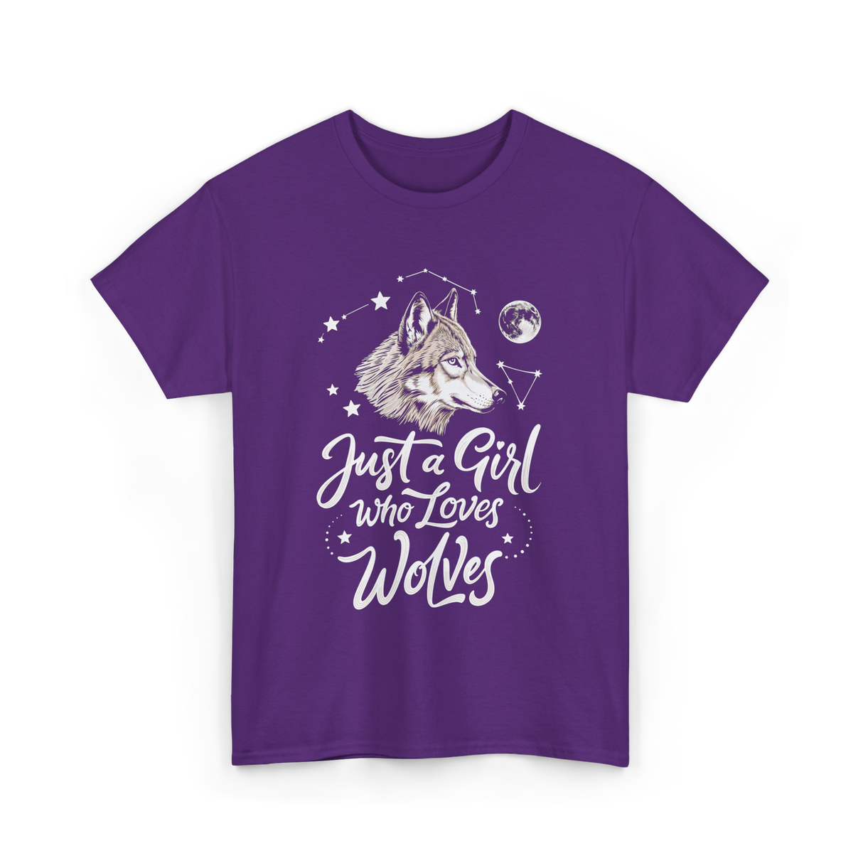 Just A Girl Who Loves Wolves Wolf T-Shirt - Purple