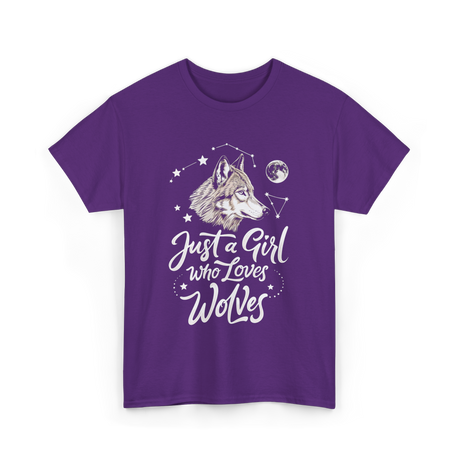 Just A Girl Who Loves Wolves Wolf T-Shirt - Purple