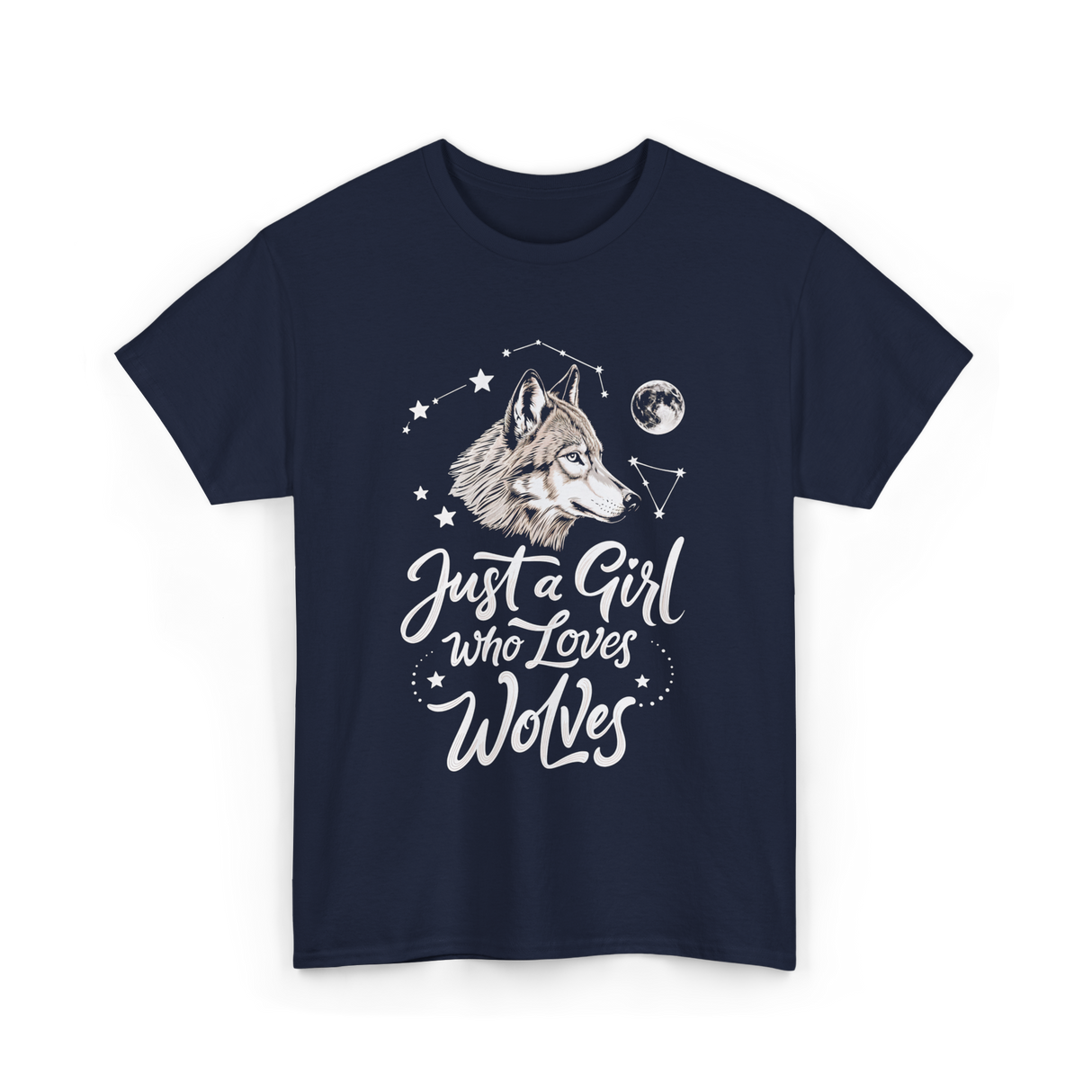 Just A Girl Who Loves Wolves Wolf T-Shirt - Navy