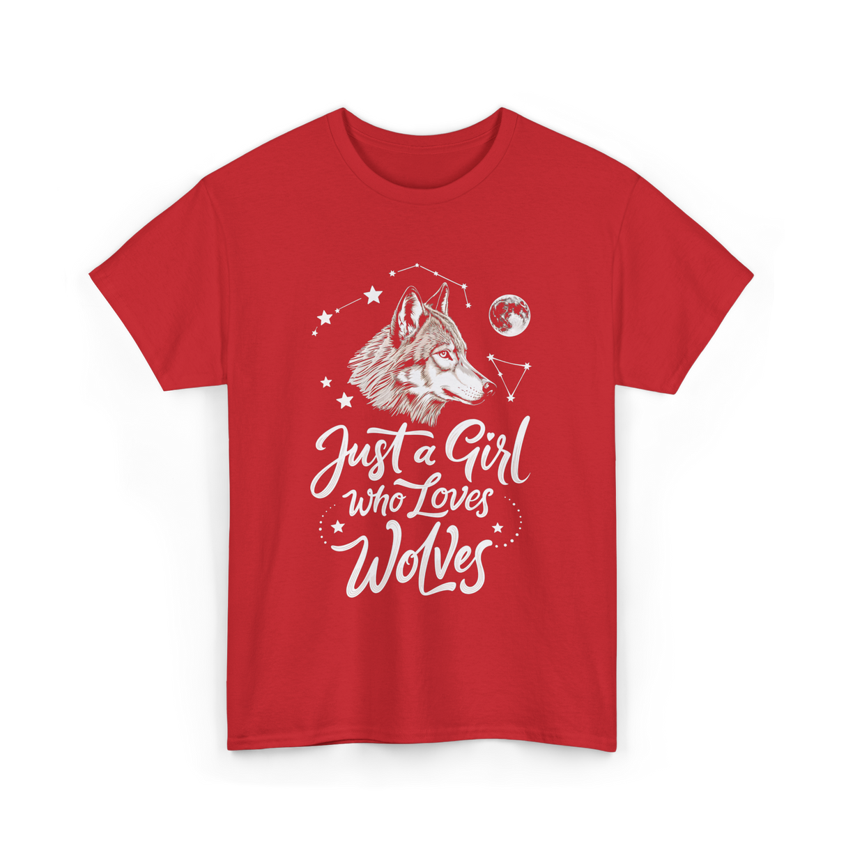 Just A Girl Who Loves Wolves Wolf T-Shirt - Red