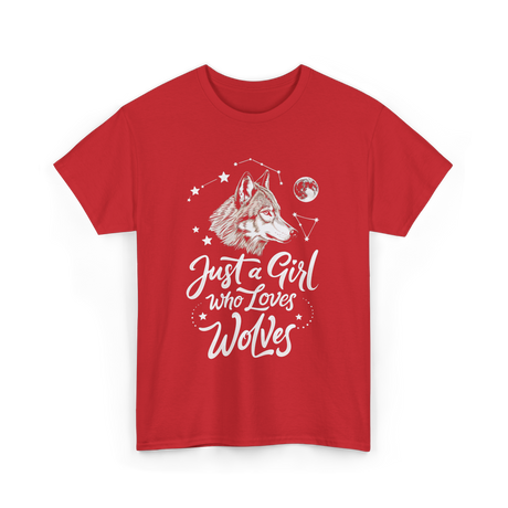 Just A Girl Who Loves Wolves Wolf T-Shirt - Red