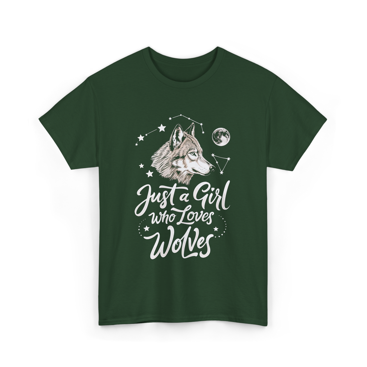 Just A Girl Who Loves Wolves Wolf T-Shirt - Forest Green