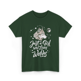 Just A Girl Who Loves Wolves Wolf T-Shirt - Forest Green